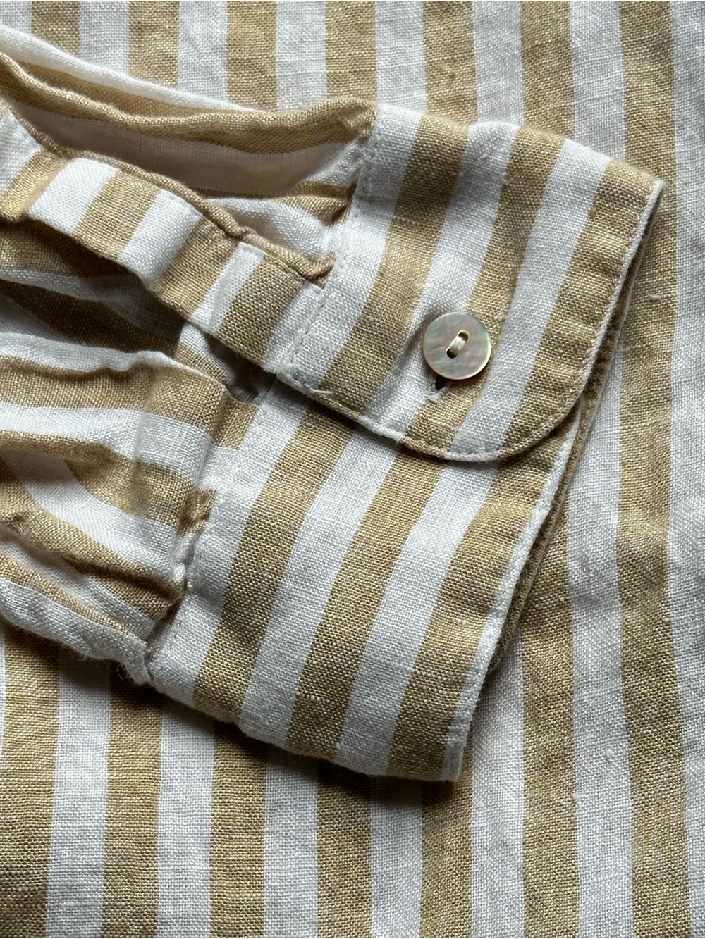 J.Jill Love Linen Striped Button Down Shirt 100% Linen Beach Coastal Size L - Picture 6 of 10